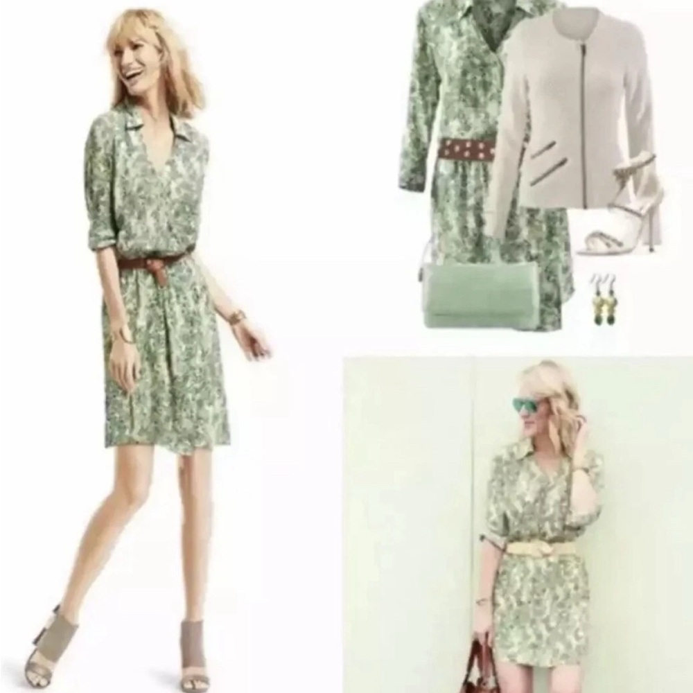 Green Floral Shirt Dress Cabi